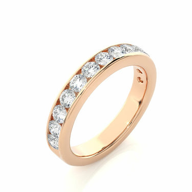 1 Ct Round Cut Channel Setting Diamond Wedding Band In Rose Gold