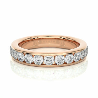 1 Ct Round Cut Channel Setting Diamond Wedding Band In Rose Gold