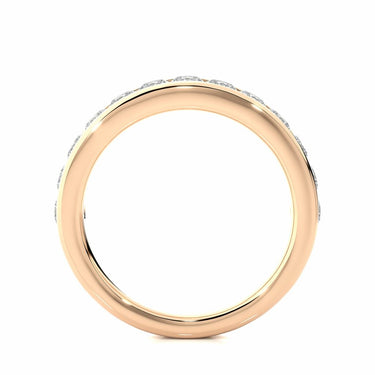 Alianza de boda con diamantes de engaste de canal de talla redonda de 1 qt en oro rosa 