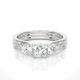 1 Carat Princess And Round Cut Three Stone Prong Setting Diamon Ring In White Gold