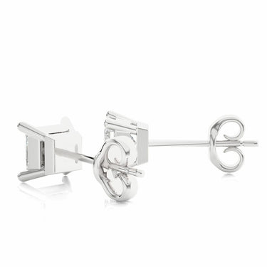 1 Ct Princess Cut Prong Setting Lab Diamond Stud Earrings In White Gold