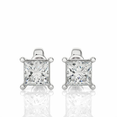 1 Carat Princess Cut Diamond Stud Earrings In White Gold