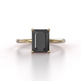 2.5 Carat Emerald Cut Solitaire Four Prong Black Diamond Ring