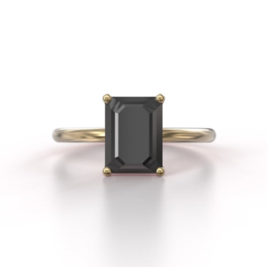 Black Diamond Emerald Cut Solitaire Engagement Ring