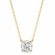 1.05 Carat Round Solitaire 4 Prong Diamond Pendant & Chain In Yellow Gold Yellow