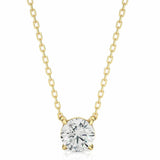 1 Carat Round Solitaire 4 Prong Diamond Nacklace In White Gold