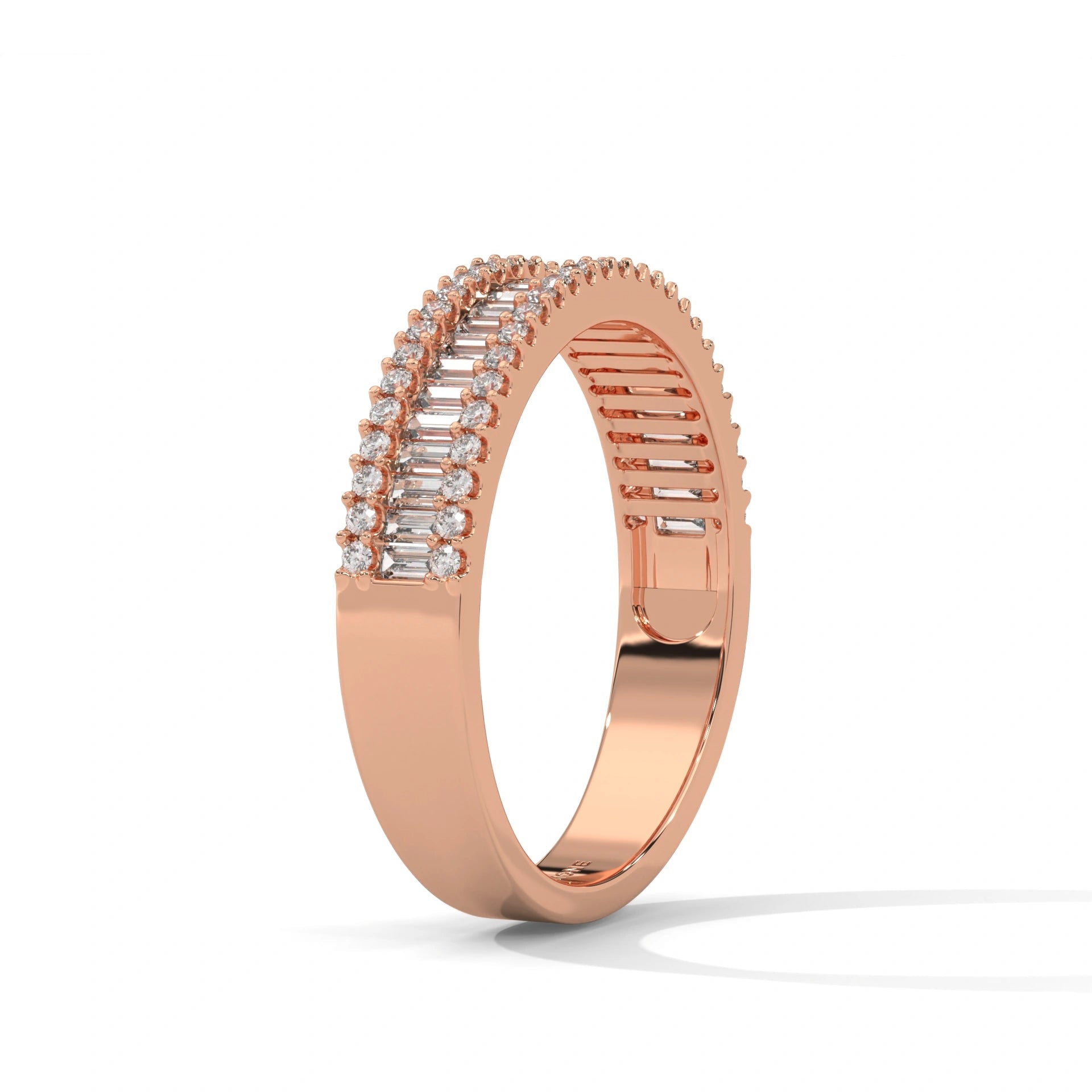 1.01 Ct Baguette Lab Diamond Wedding Band Rose Gold