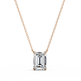 1 Ct Emerald Lab Diamond Prong Set Necklace White Gold