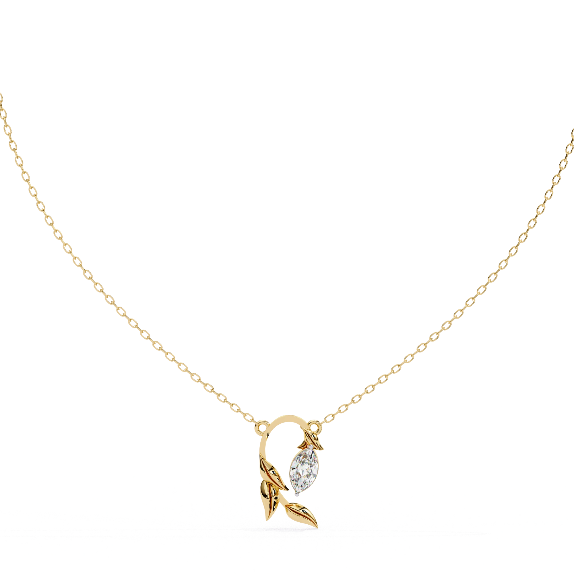 1.00ct Marquise Lab DiamondProng Set Necklace In Yellow Gold 18K Yellow Gold Natural Diamond