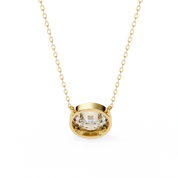 1 Ct oval lab diamond bezel Set necklace