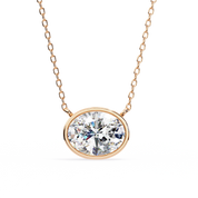 1 Ct oval lab diamond bezel Set necklace Lab Diamond