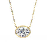 1 Ct oval lab diamond bezel Set necklace