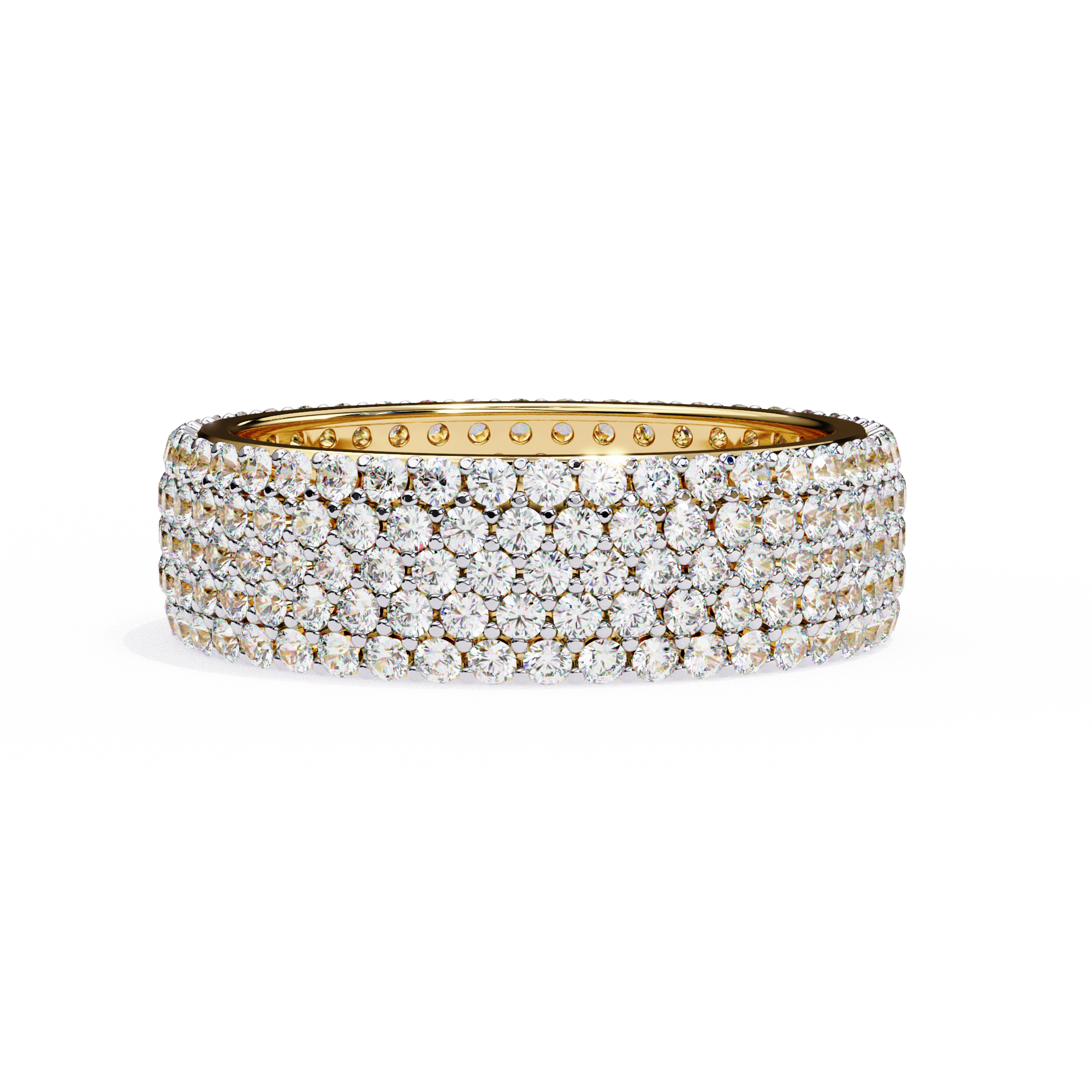 1.01 Carat Round Cut 5 Row Diamond Wedding Band In Rose Gold 18K Yellow Gold Natural Dimaond