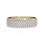 1.01 Carat Round Cut 5 Row Pave Set Diamond Wedding Band In Yellow Gold