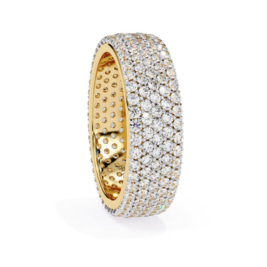 1.01 Carat Round Cut 5 Row Pave Set Diamond Wedding Band In Yellow Gold