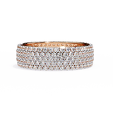 1.01 Carat Round Cut 5 Row Pave Set Diamond Wedding Band In Rose Gold