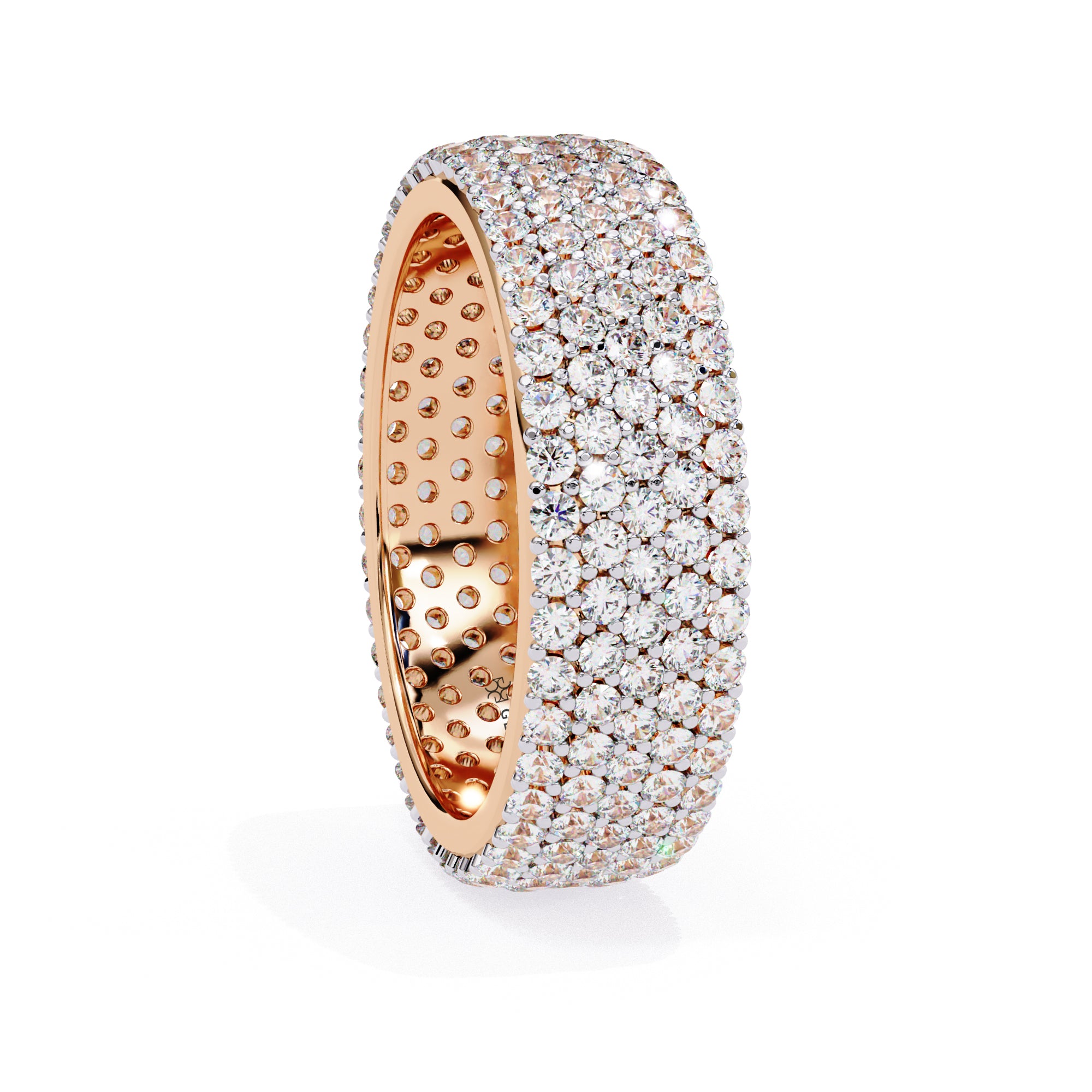 1.01 Carat Round Cut 5 Row Diamond Wedding Band In Rose Gold