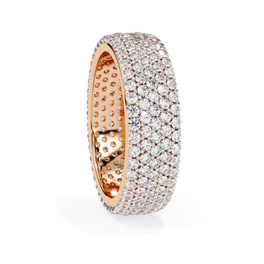 1.01 Carat Round Cut 5 Row Pave Set Diamond Wedding Band In Rose Gold