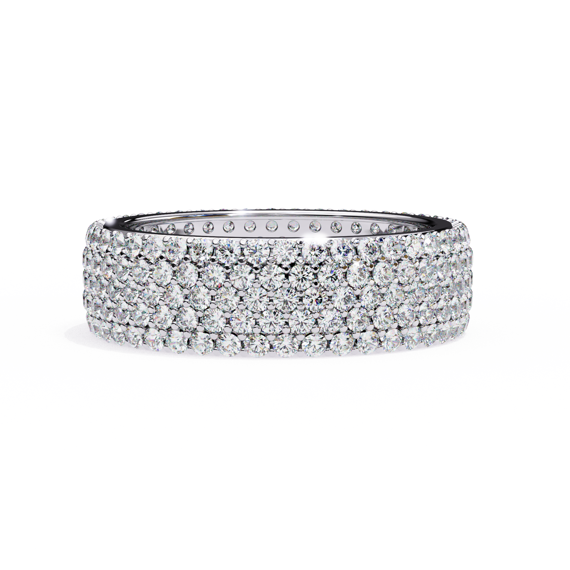 1.01 Carat Round Cut 5 Row Diamond Wedding Band In Rose Gold 950 Platinum Natural Dimaond