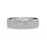 1.01 Carat Round Cut 5 Row Pave Set Diamond Wedding Band In White  Gold