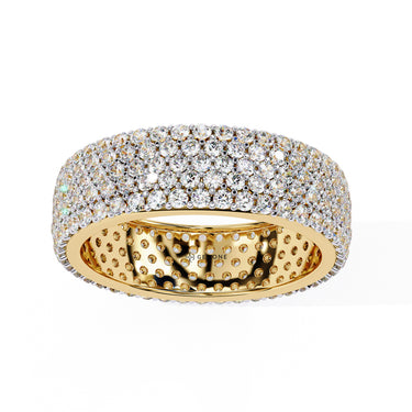 1.01 Carat Round Cut 5 Row Pave Set Diamond Wedding Band In Yellow Gold