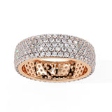 1.01 Carat Round Cut 5 Row Pave Set Diamond Wedding Band In Rose Gold