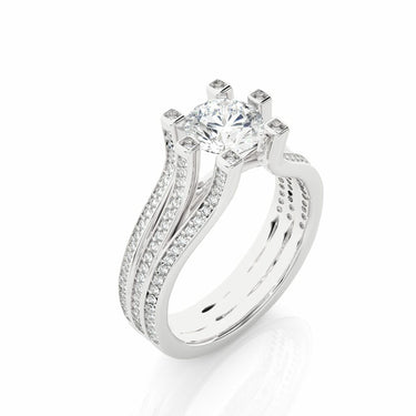1.05 Ct 2 Split Shank Round Cut Solitaire Engagement Ring In White Gold