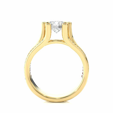 1.45 Ct Round Cut Split Shank Solitaire Prong Setting Lab Diamond Ring In Yellow Gold