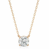 1 Carat Round Solitaire 4 Prong Diamond Nacklace In White Gold