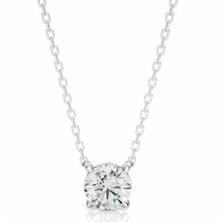 1.05 Ct Round Cut 4 Prong Set Lab Diamond Solitaire Pendant In White Gold