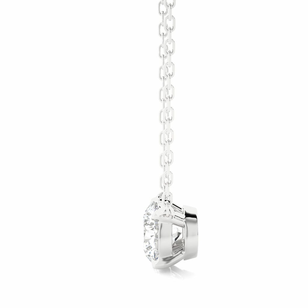 1 Carat Round Solitaire 4 Prong Diamond Nacklace In White Gold