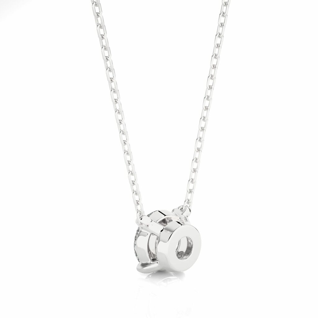 1 Carat Round Solitaire 4 Prong Diamond Nacklace In White Gold