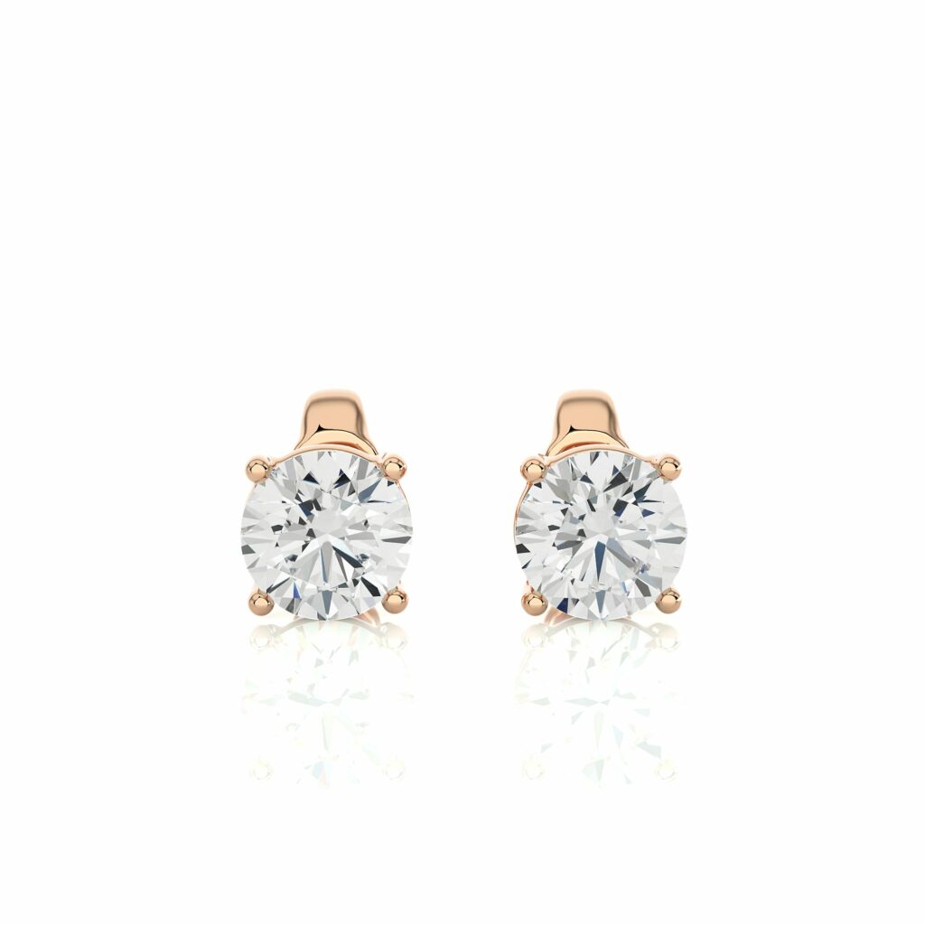 1.05 Ct Solitaire Prong Setting Diamond Stud Earrings In Rose Gold Rose