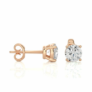 Boucles d'oreilles à tige avec diamant serti griffes solitaire 1,05 ct en or rose 