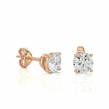 Boucles d'oreilles à tige avec diamant serti griffes solitaire 1,05 ct en or rose 