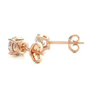 Boucles d'oreilles à tige avec diamant serti griffes solitaire 1,05 ct en or rose 