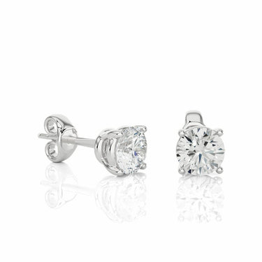 1.05Ct Round Lab Diamond Stud Earrings In 14k White Gold