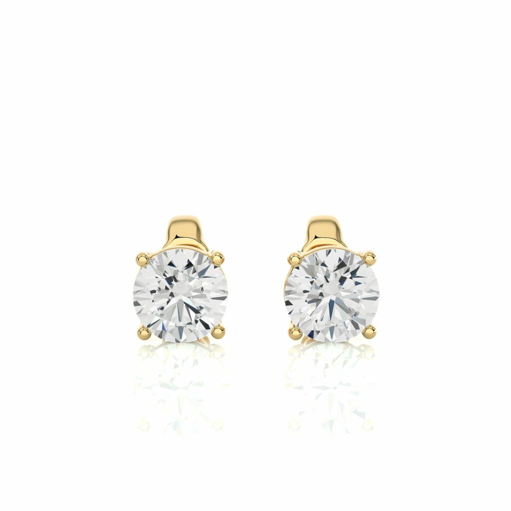 1.05 Ct Round Cut Prong Setting Lab Diamond Stud Earrings In White Gold Yellow