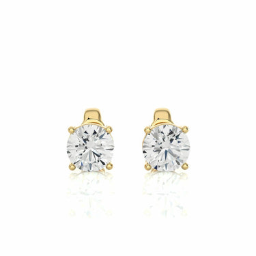 1.05Ct Round Diamond Stud Earrings In 14k Yellow Gold
