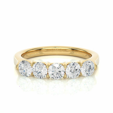 1.05 Ct Round Shape 5 Stone Diamond Half Eternity Ring In Yellow Gold