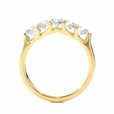 1.05 Ct Round Shape 5 Stone Diamond Half Eternity Ring In Yellow Gold