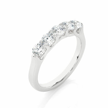 1.05 Ct Round Cut Prong Set Lab Diamond 5 Stone Half Eternity Ring In White Gold