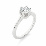 1.05 Carat Round Cut Solitaire 6 Prong Lab Diamond Engagement Ring In White Gold