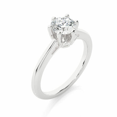 1.05 Ct Round Cut 6 Prong Lab Diamond Solitaire Engagement Ring In White Gold