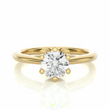 1.05 Carat Round Cut Solitaire 6 Prong Lab Diamond Engagement Ring In Yellow Gold