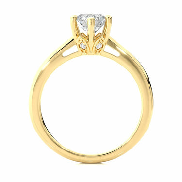 1.05 Carat Round Cut Solitaire 6 Prong Lab Diamond Engagement Ring In Yellow Gold