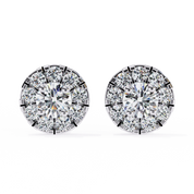 1.06 Carat Diamond Earrings Studs Womens with Halo Design