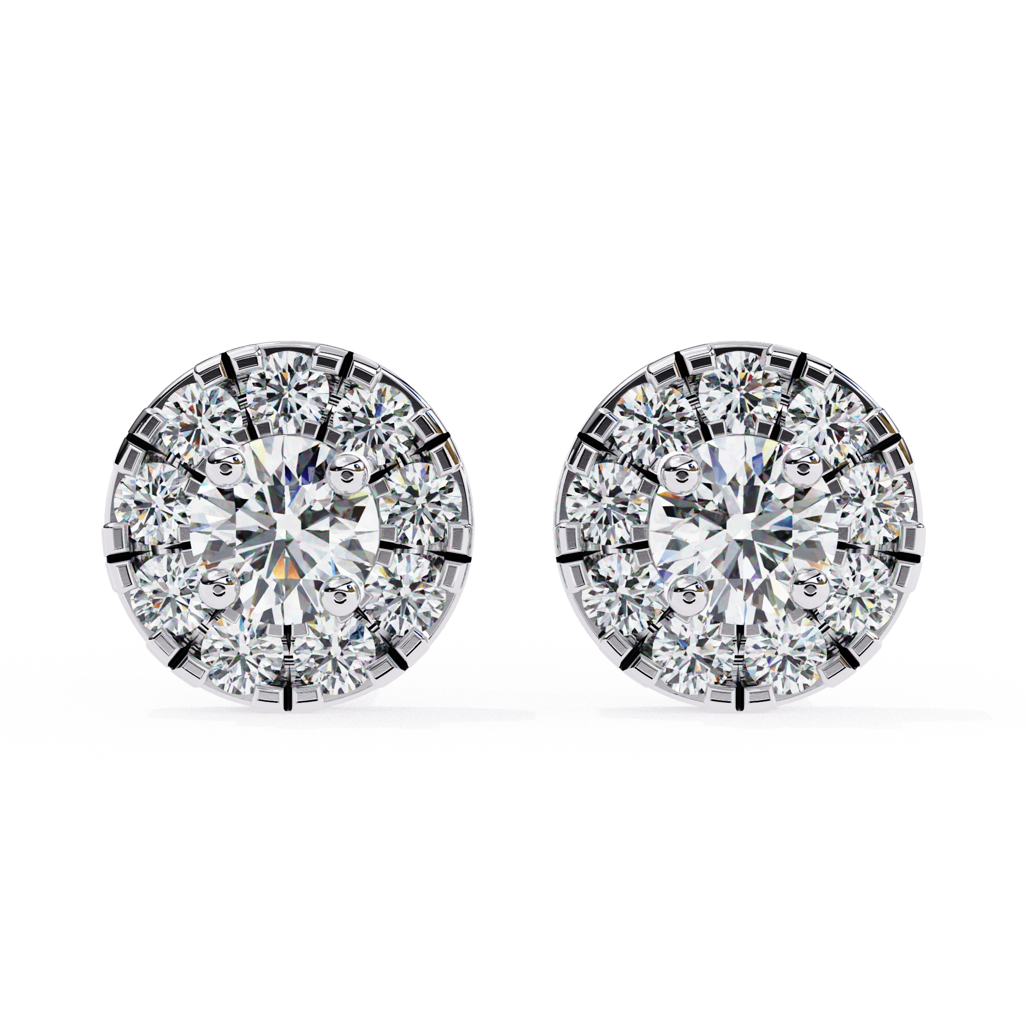 1.06 Carat Diamond Earrings Studs Womens with Halo Design