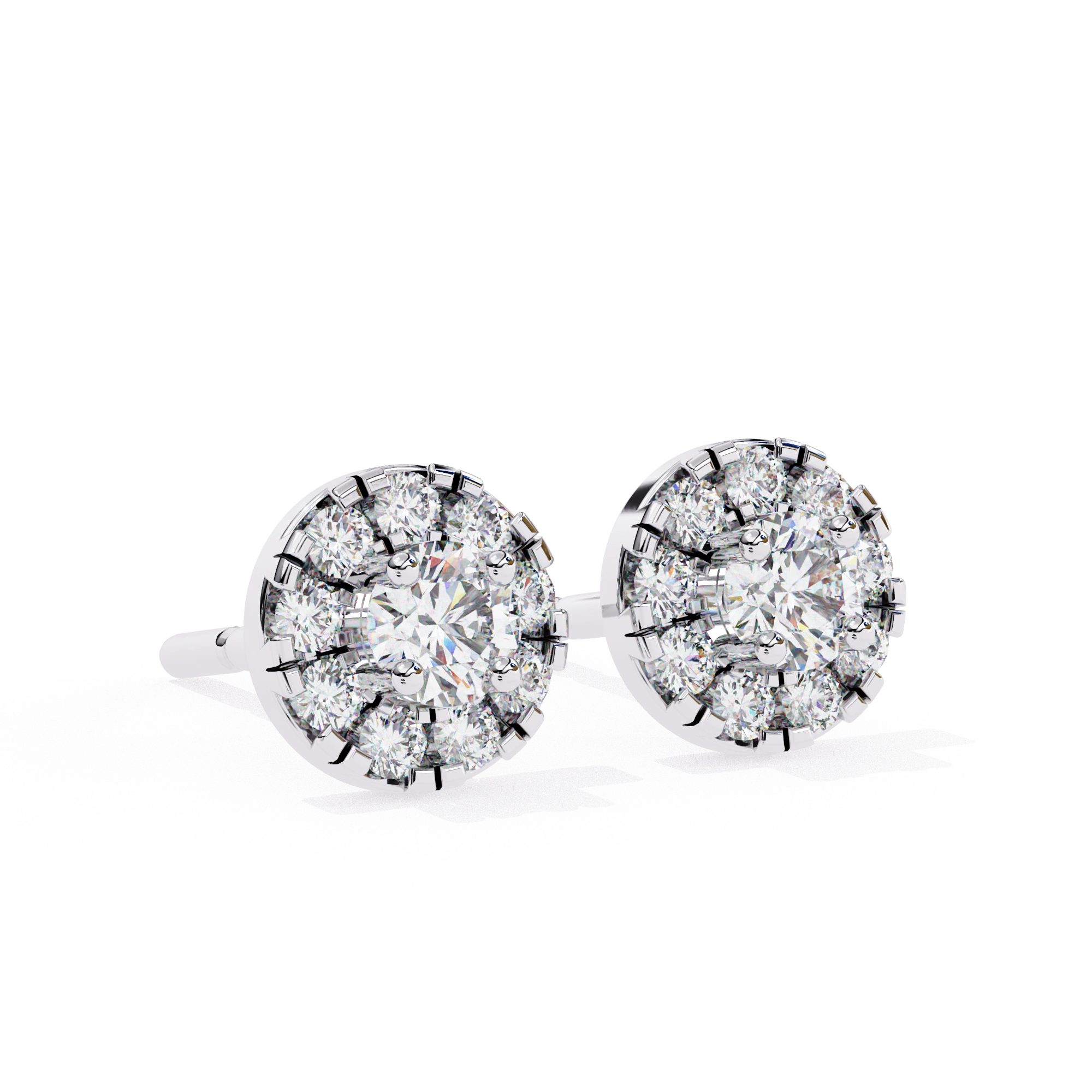 1.06 Carat Diamond Earrings Studs Womens with Halo Design 950 Platinum Natural Diamond