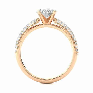 1.50 Ct round Cut 3 Row Pave Solitaire Diamond Engagement Ring In Rose Gold